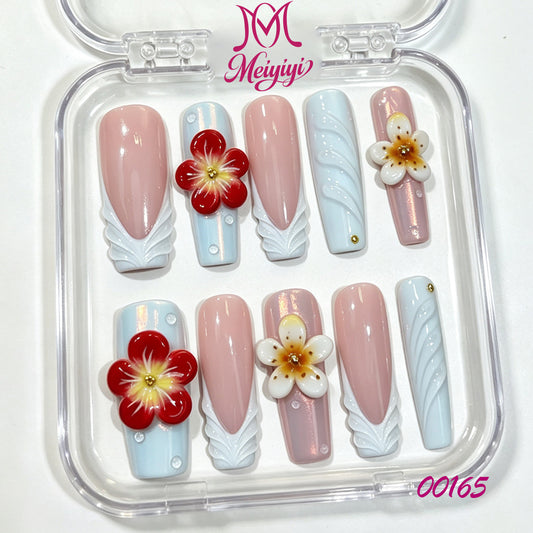 00165-MYY's designer original high-end design customized luxury hand-painted wearable nail art