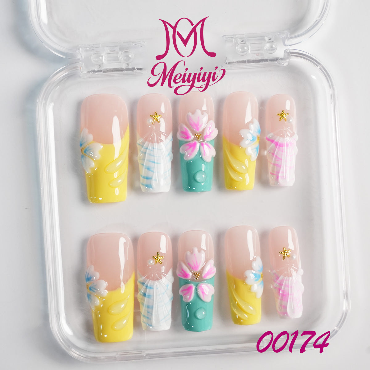 00174-MYY's designer original high-end design customized luxury hand-painted wearable nail art