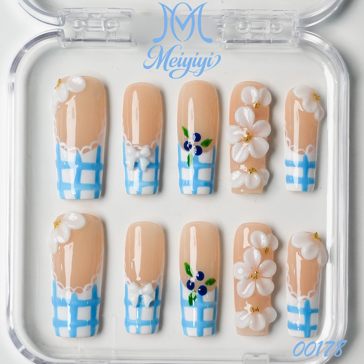 00178-MYY's designer original high-end design customized luxury hand-painted wearable nail art
