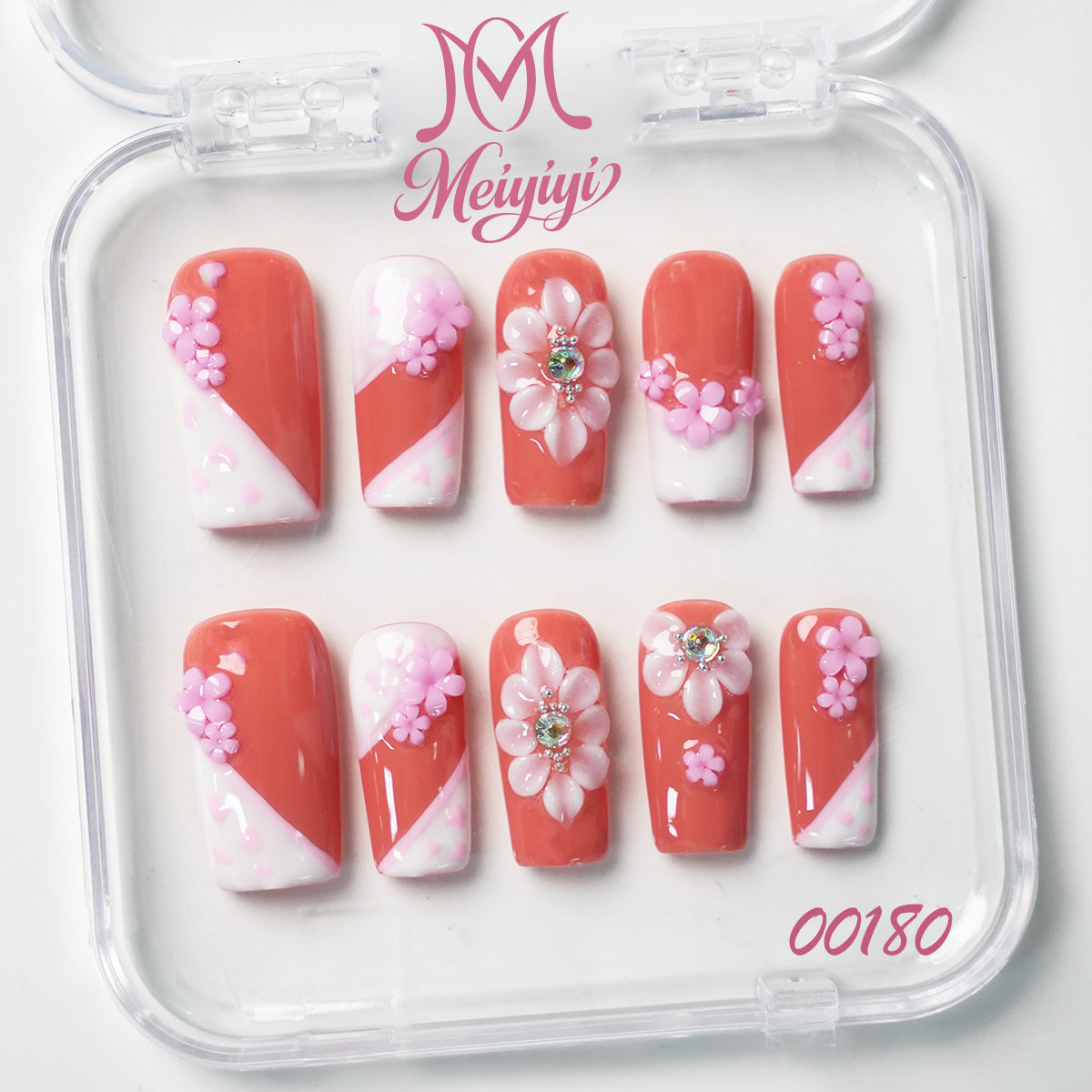 00180-MYY's designer original high-end design customized luxury hand-painted wearable nail art