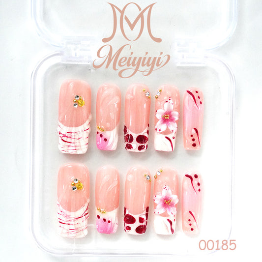 00185-MYY's designer original high-end design customized luxury hand-painted wearable nail art