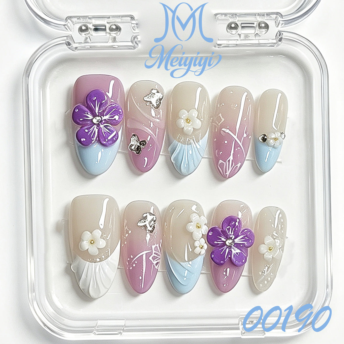 00190-MYY's designer original high-end design customized luxury hand-painted wearable nail art