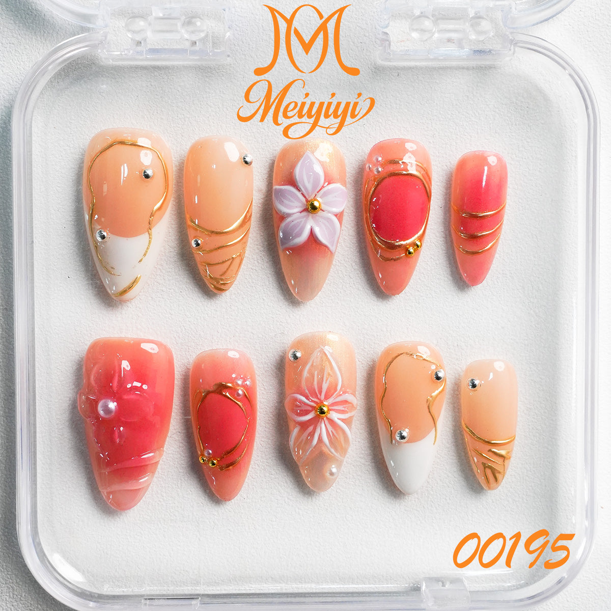 00195-MYY's designer original high-end design customized luxury hand-painted wearable nail art