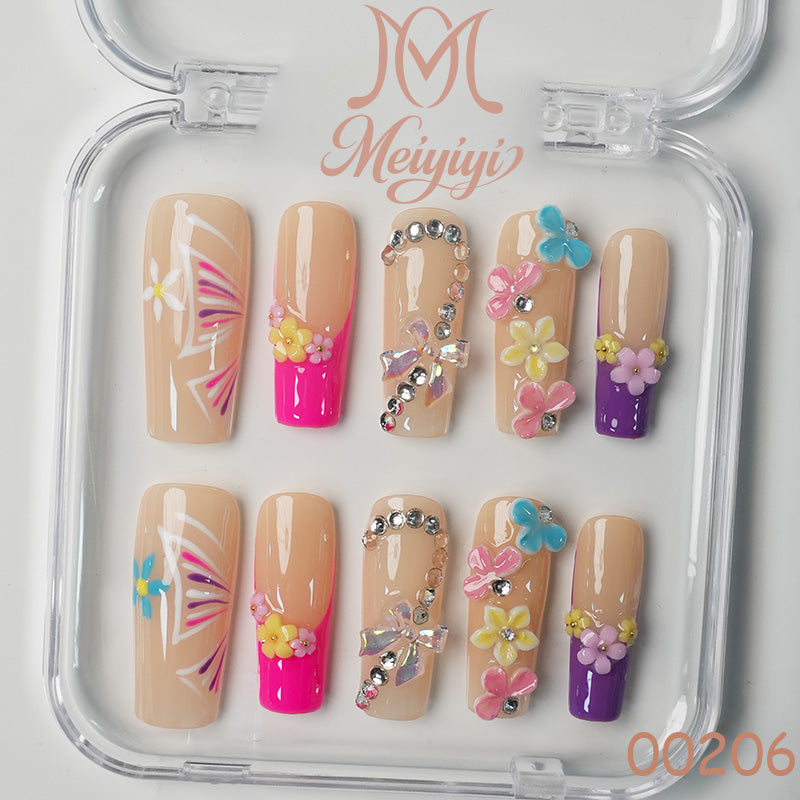 00206-MYY's designer original high-end design customized luxury hand-painted wearable nail art