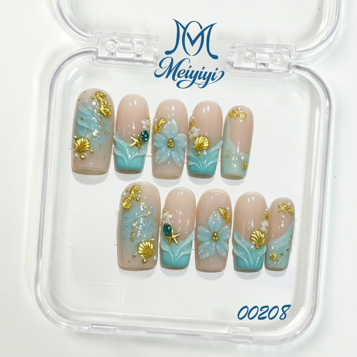 00208-MYY's designer original high-end design customized luxury hand-painted wearable nail art