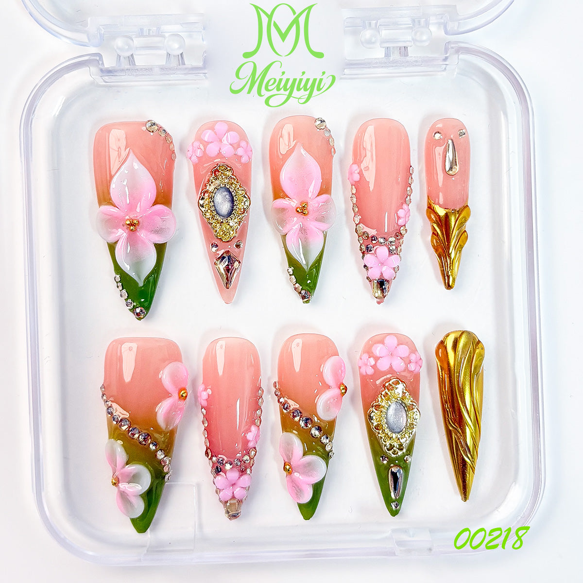00218-MYY's designer original high-end design customized luxury hand-painted wearable nail art
