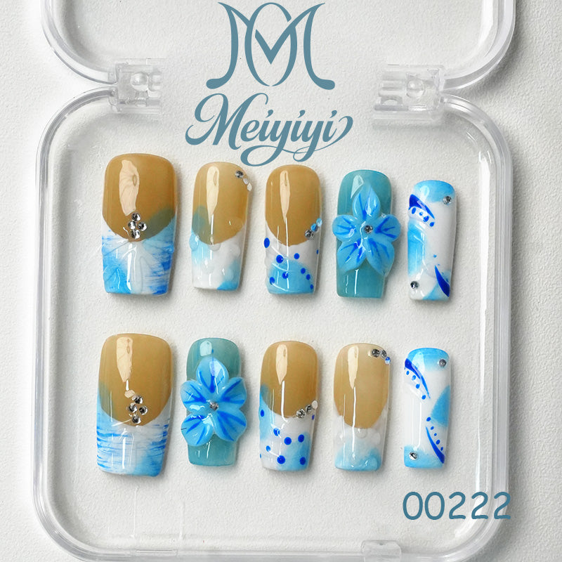 00222-MYY's designer original high-end design customized luxury hand-painted wearable nail art