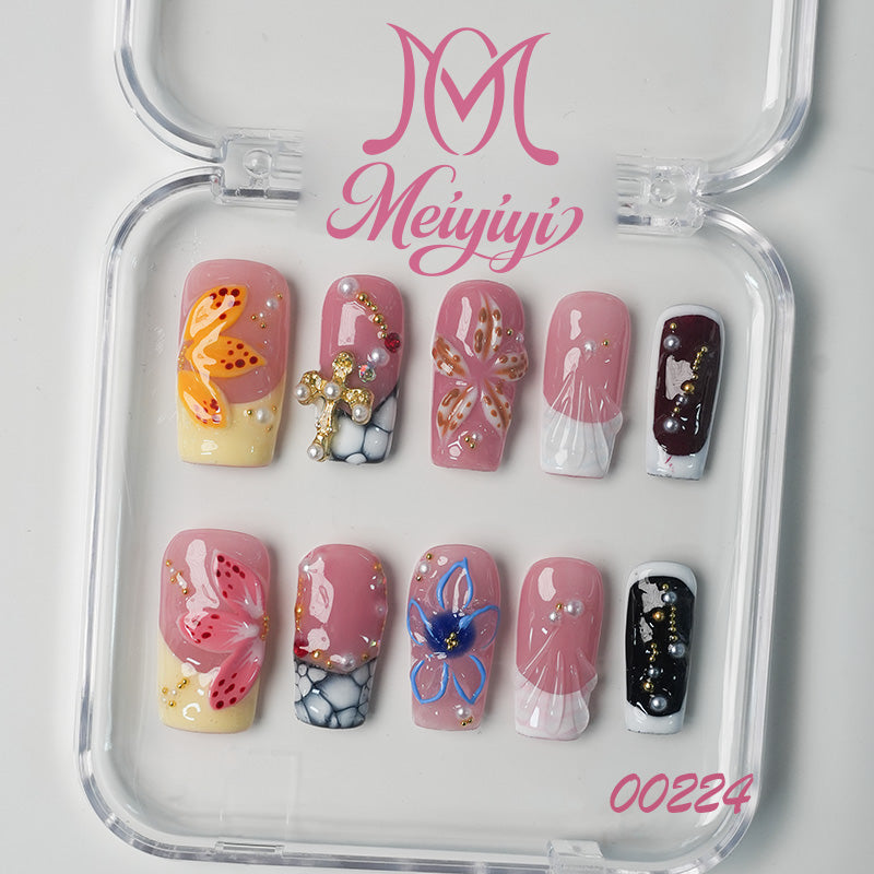 00224-MYY's designer original high-end design customized luxury hand-painted wearable nail art