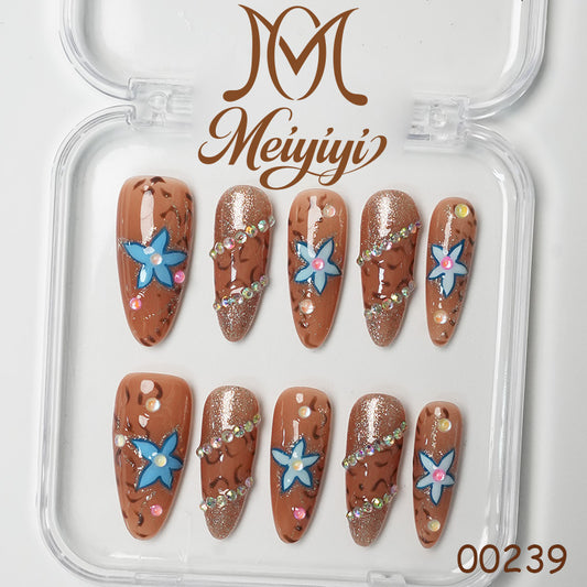 00239-MYY's designer original high-end design customized luxury hand-painted wearable nail art