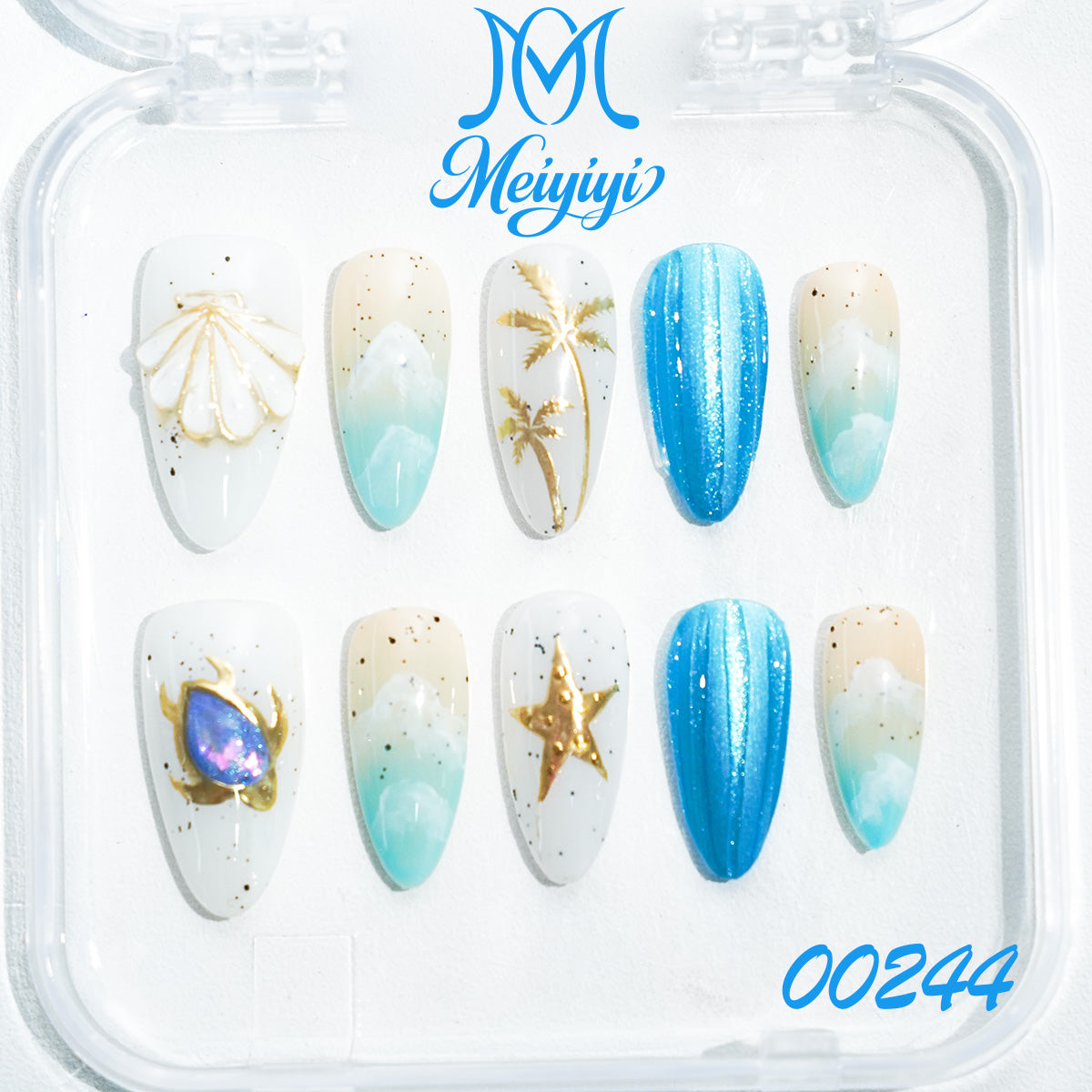 00244-MYY's designer original high-end design customized luxury hand-painted wearable nail art