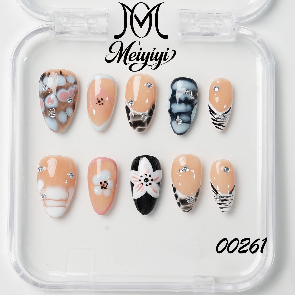 00261-MYY's designer original high-end design customized luxury hand-painted wearable nail art