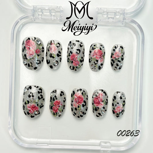 00263-MYY's designer original high-end design customized luxury hand-painted wearable nail art