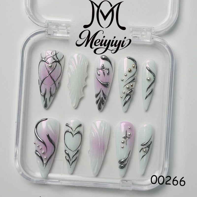 00266-MYY's designer original high-end design customized luxury hand-painted wearable nail art