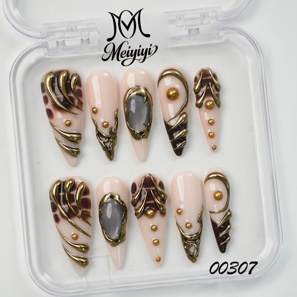 00307-MYY's designer original high-end design customized luxury hand-painted wearable nail art