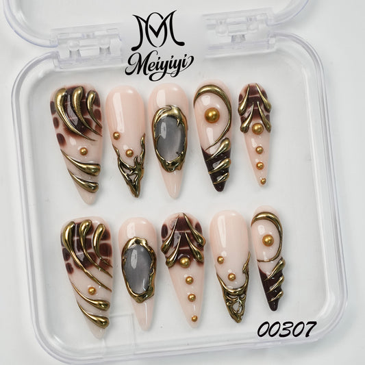 00307-MYY's designer original high-end design customized luxury hand-painted wearable nail art