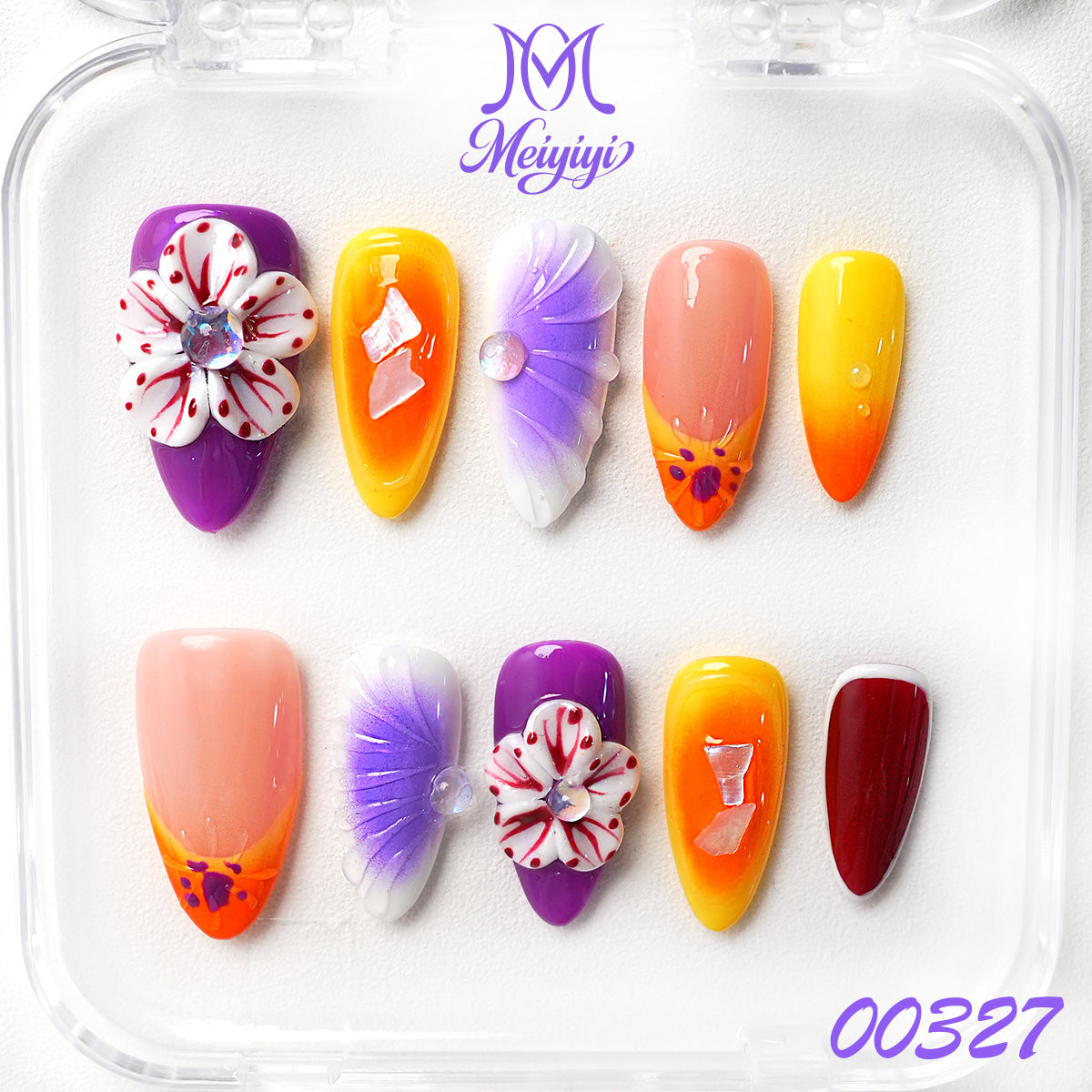 00327-MYY's designer original high-end design customized luxury hand-painted wearable nail art