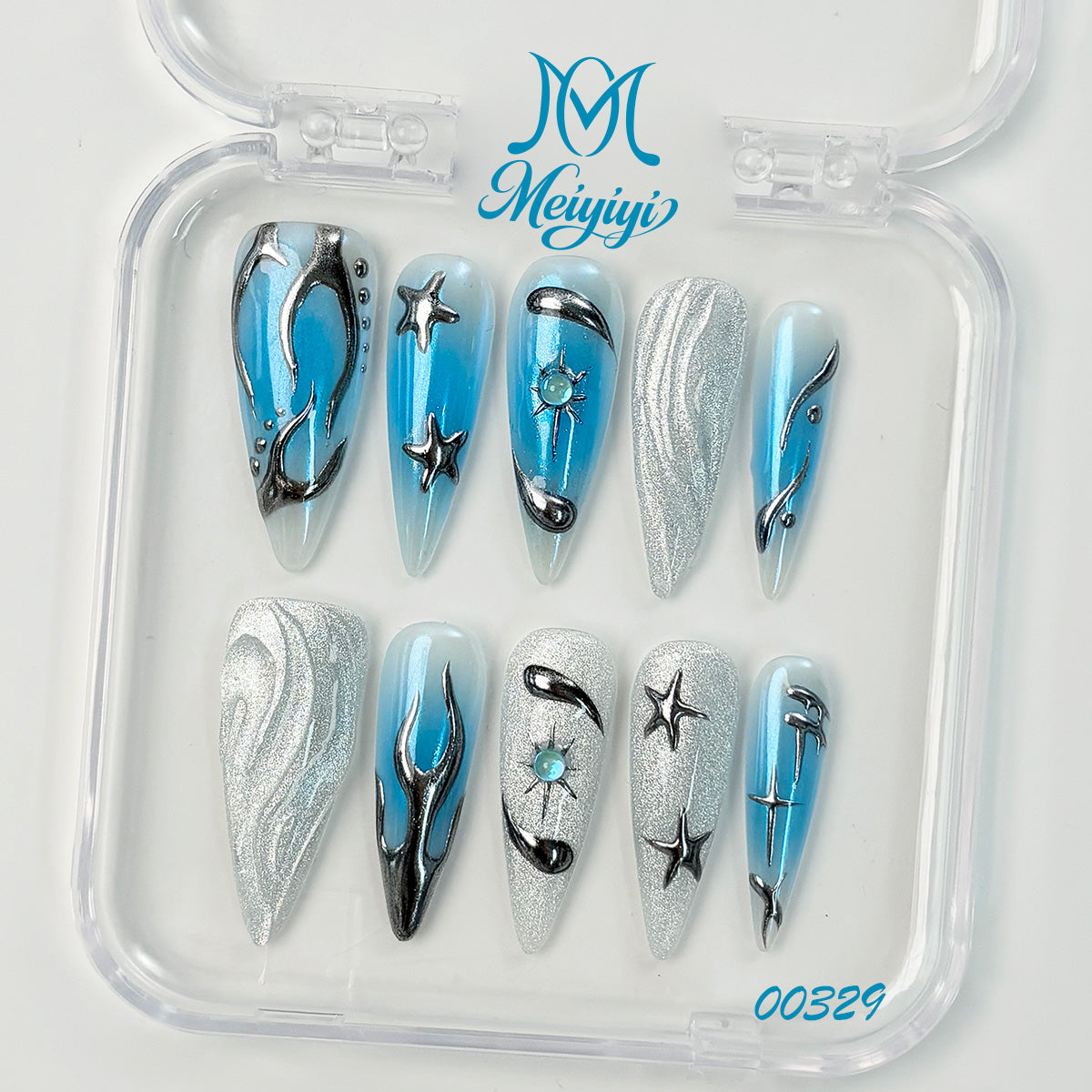 00329-MYY's designer original high-end design customized luxury hand-painted wearable nail art