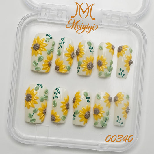 00340-MYY's designer original high-end design customized luxury hand-painted wearable nail art