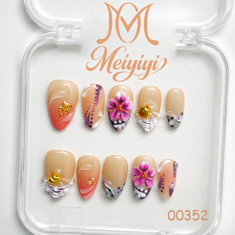 00352-MYY's designer original high-end design customized luxury hand-painted wearable nail art