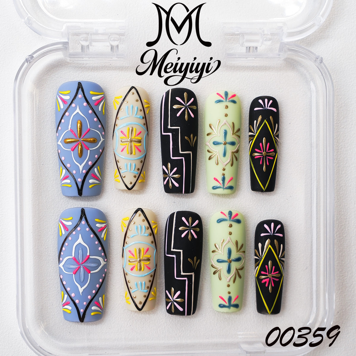 00359-MYY's designer original high-end design customized luxury hand-painted wearable nail art