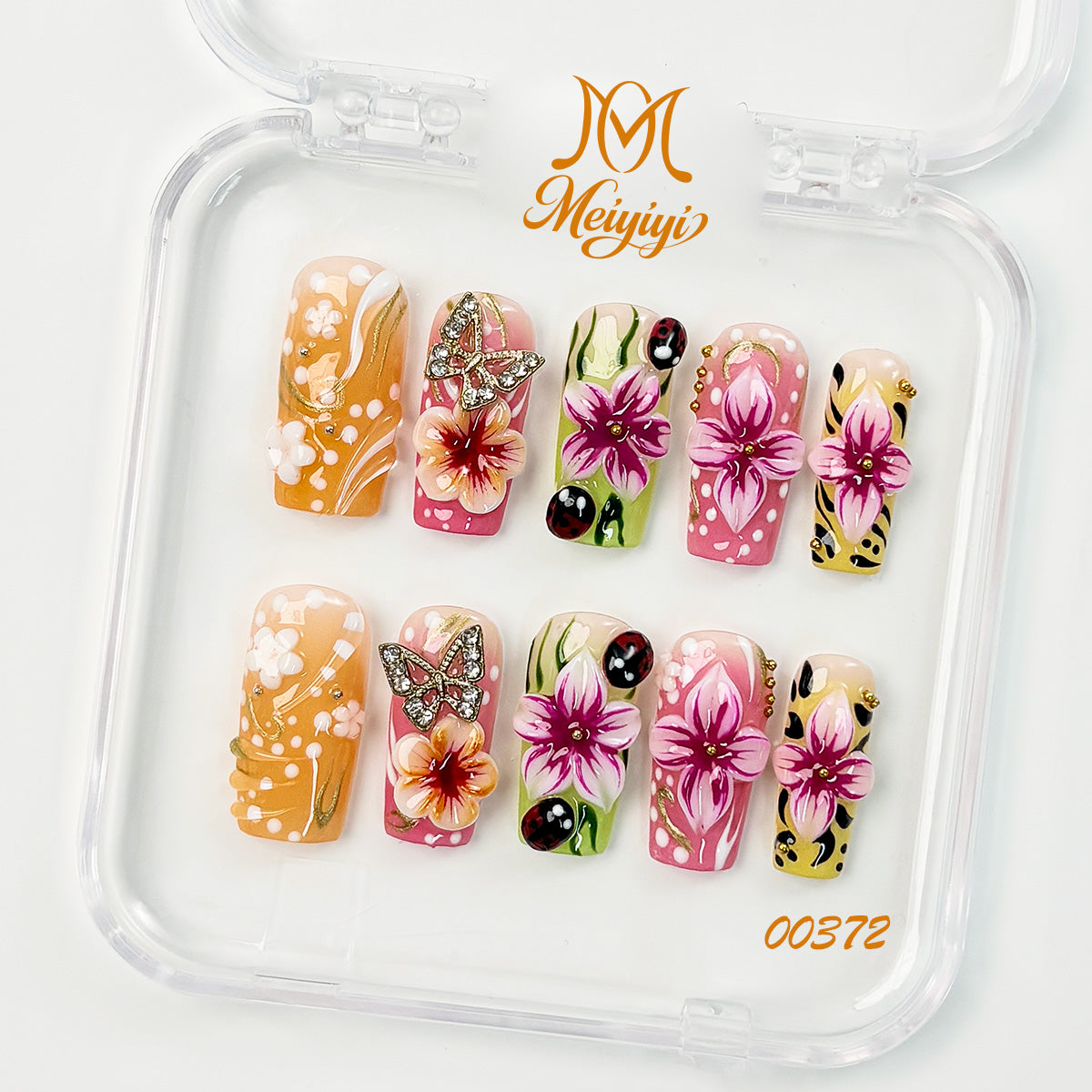 00372-MYY's designer original high-end design customized luxury hand-painted wearable nail art
