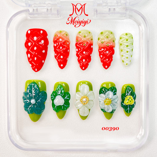 00390-MYY's designer original high-end design customized luxury hand-painted wearable nail art