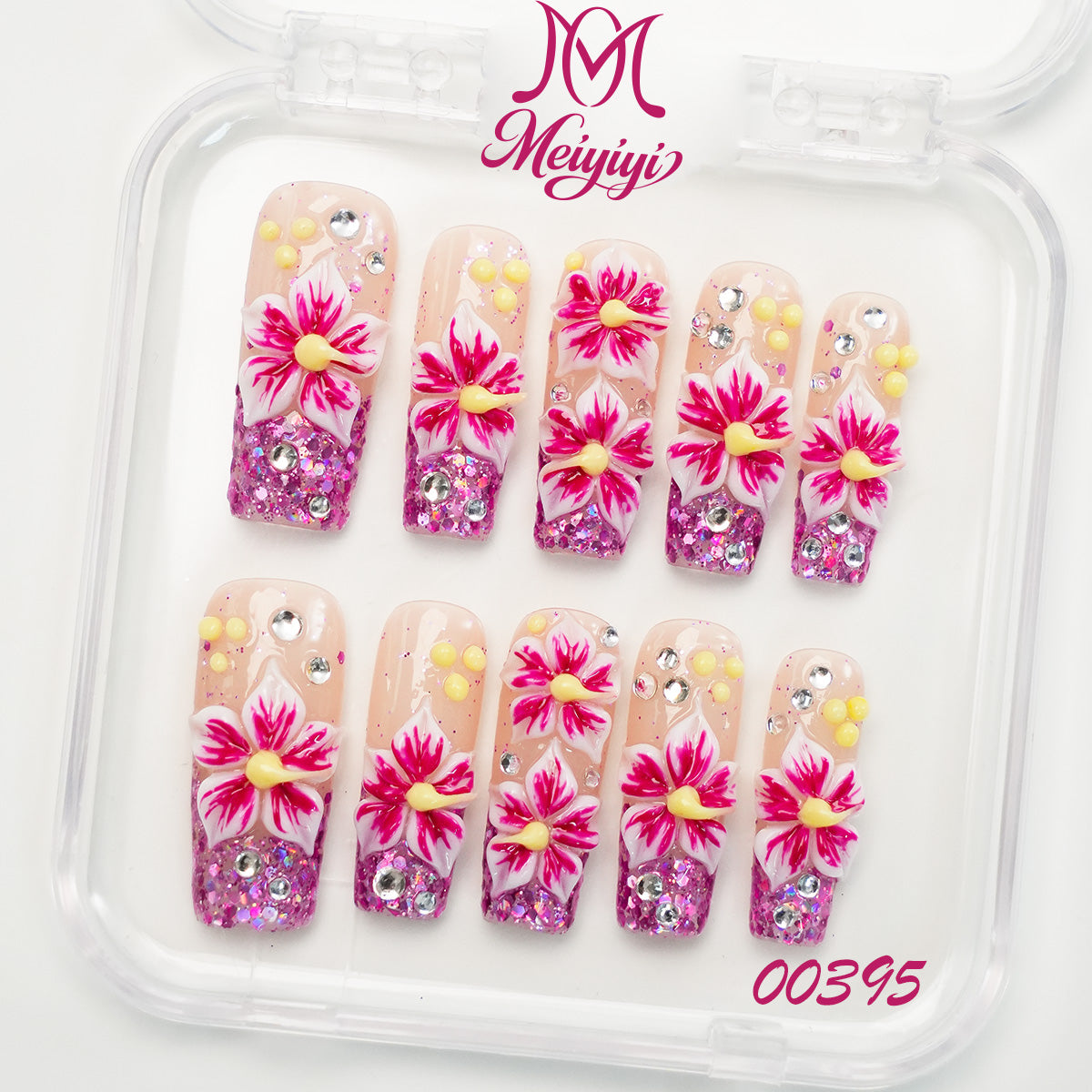00395-MYY's designer original high-end design customized luxury hand-painted wearable nail art