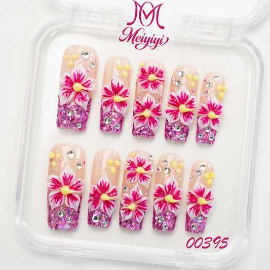 00395-MYY's designer original high-end design customized luxury hand-painted wearable nail art