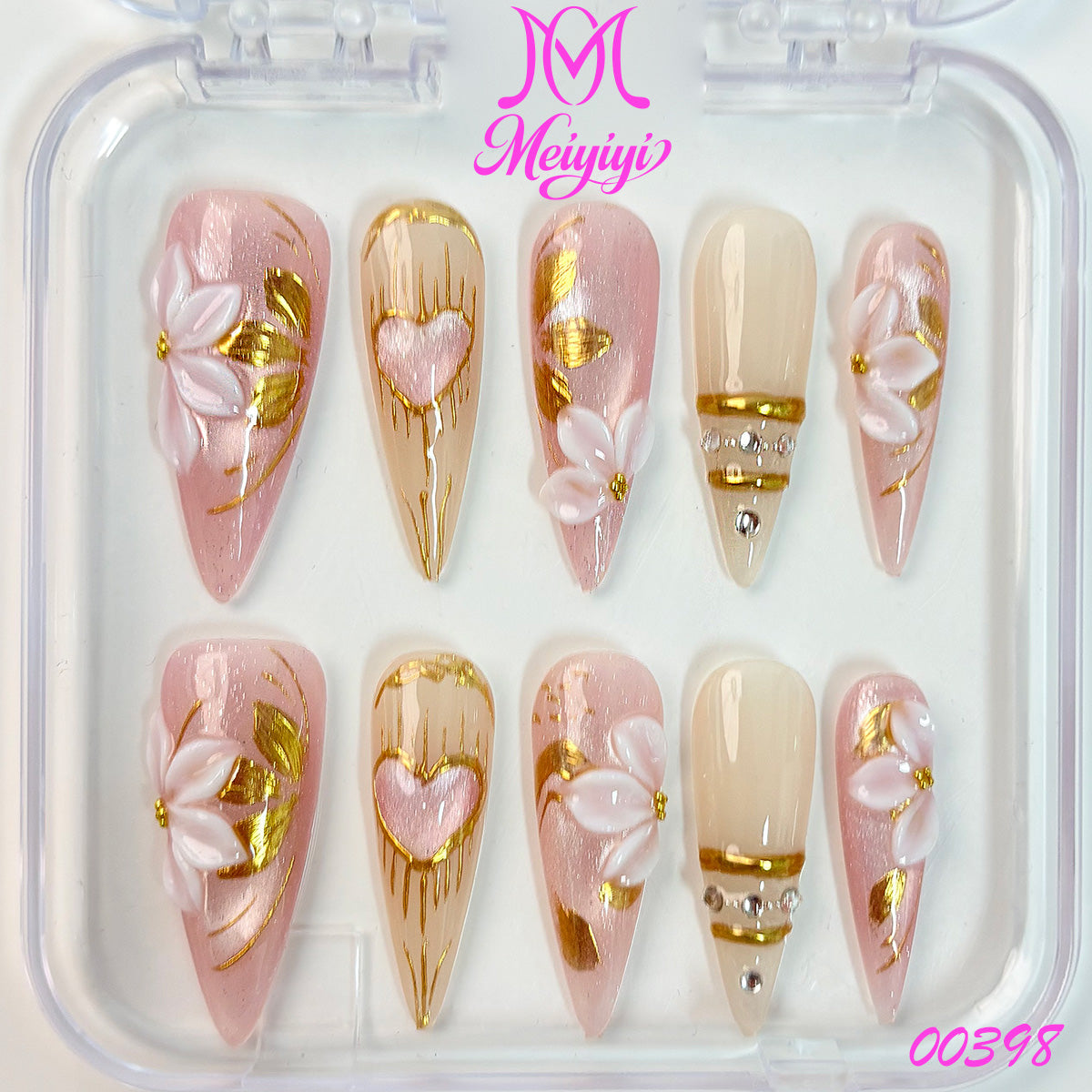 00398-MYY's designer original high-end design customized luxury hand-painted wearable nail art