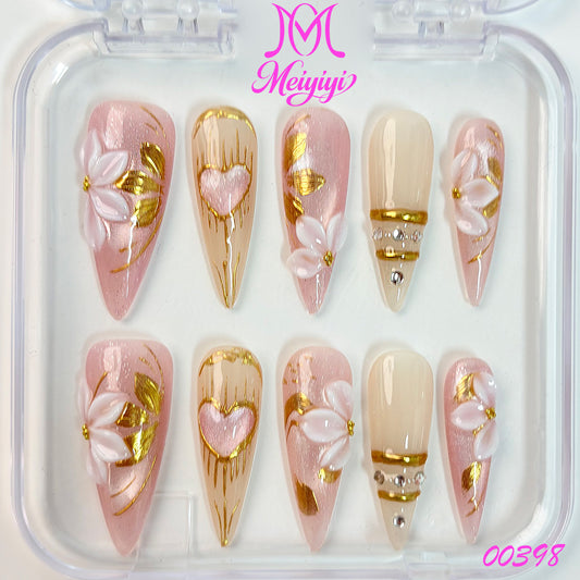 00398-MYY's designer original high-end design customized luxury hand-painted wearable nail art