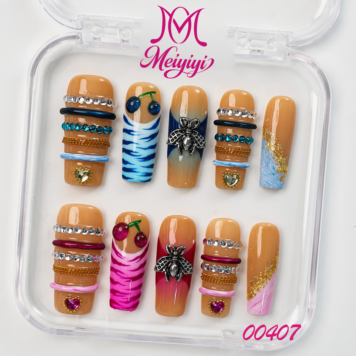 00407-MYY's designer original high-end design customized luxury hand-painted wearable nail art