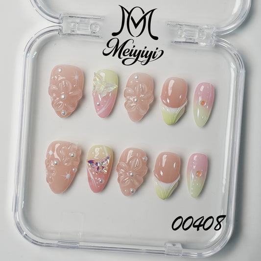 00408-MYY's designer original high-end design customized luxury hand-painted wearable nail art