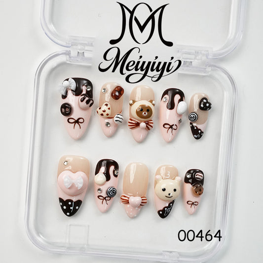 00464-MYY's designer original high-end design customized luxury hand-painted wearable nail art