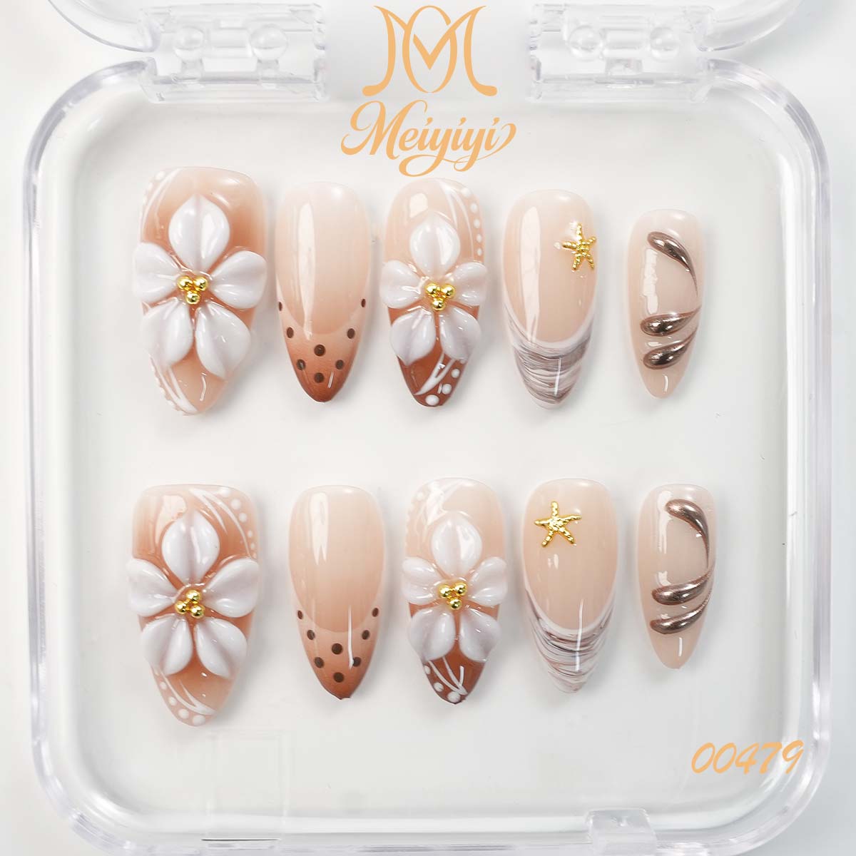 00479-MYY's designer original high-end design customized luxury hand-painted wearable nail art