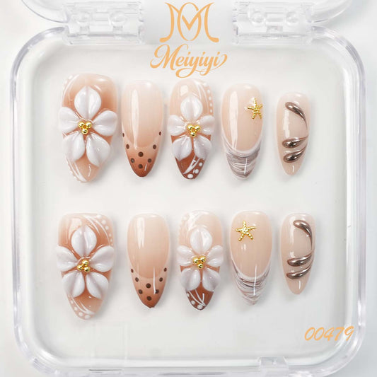 00479-MYY's designer original high-end design customized luxury hand-painted wearable nail art
