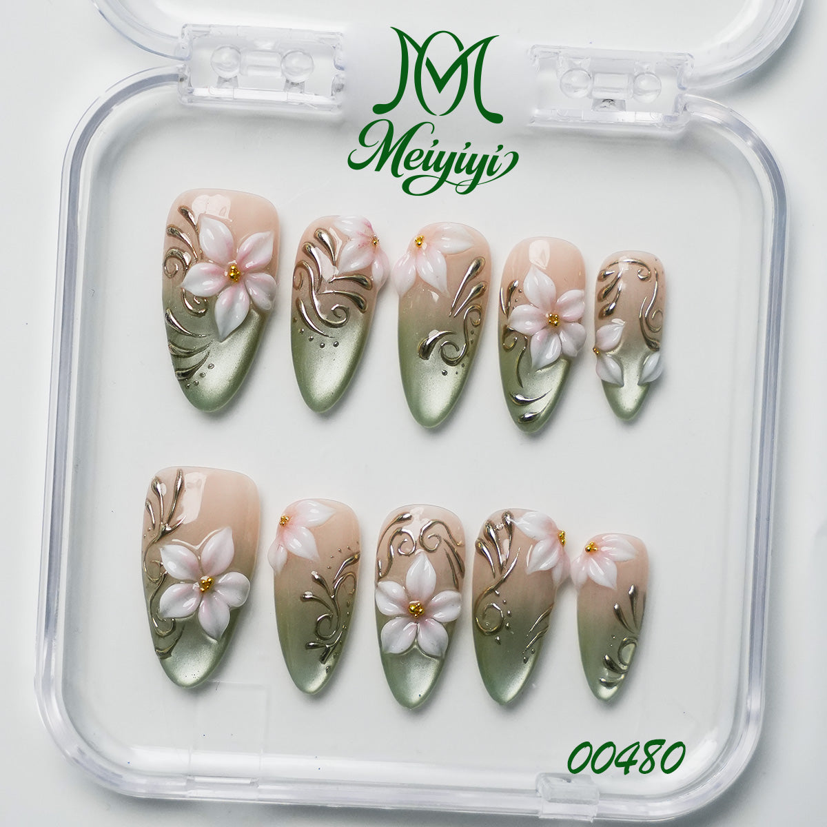 00480-MYY's designer original high-end design customized luxury hand-painted wearable nail art