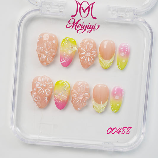 00488-MYY's designer original high-end design customized luxury hand-painted wearable nail art