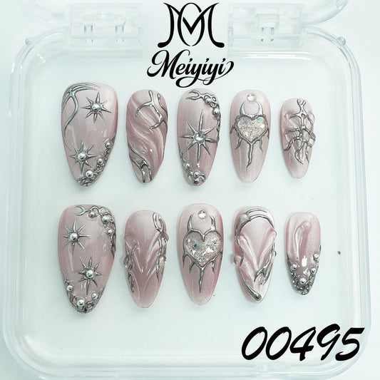 00495-MYY's designer original high-end design customized luxury hand-painted wearable nail art