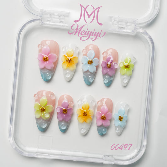 00497-MYY's designer original high-end design customized luxury hand-painted wearable nail art