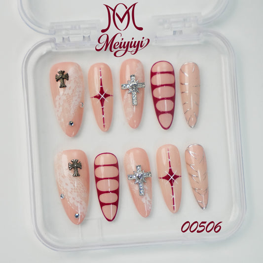 00506-MYY's designer original high-end design customized luxury hand-painted wearable nail art
