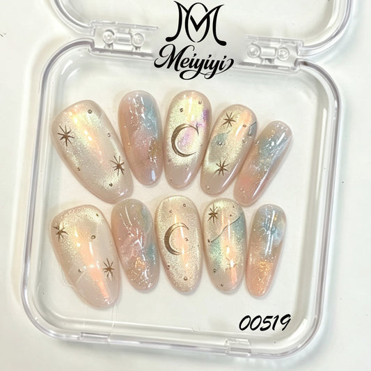 00519-MYY's designer original high-end design customized luxury hand-painted wearable nail art
