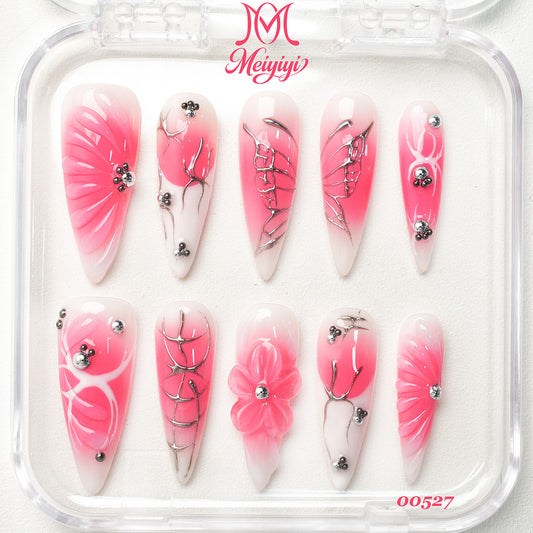 00527-MYY's designer original high-end design customized luxury hand-painted wearable nail art