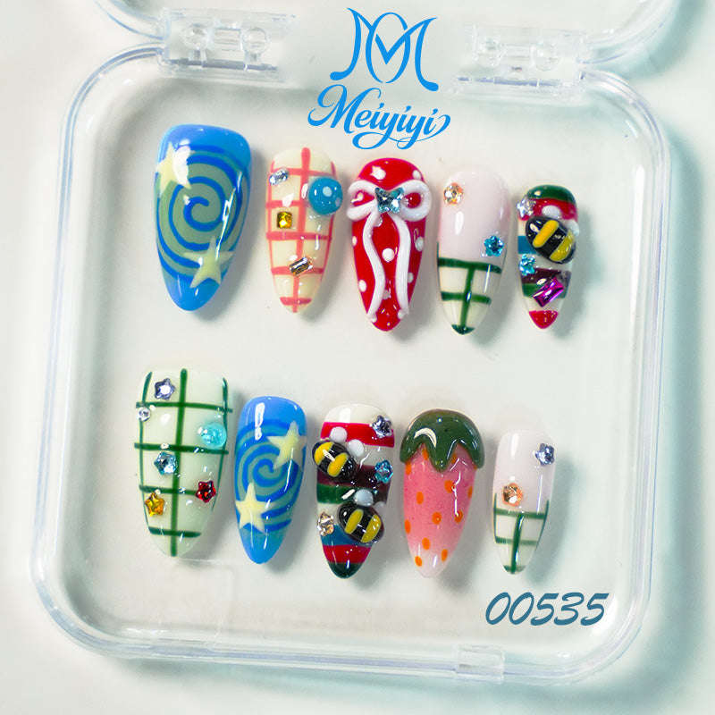 00535-MYY's designer original high-end design customized luxury hand-painted wearable nail art