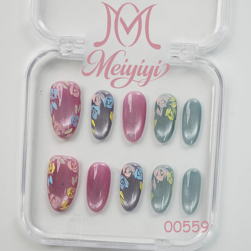 00559-MYY's designer original high-end design customized luxury hand-painted wearable nail art