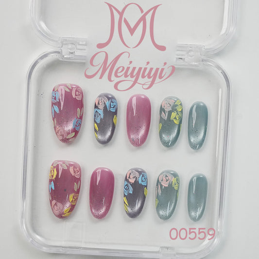 00559-MYY's designer original high-end design customized luxury hand-painted wearable nail art
