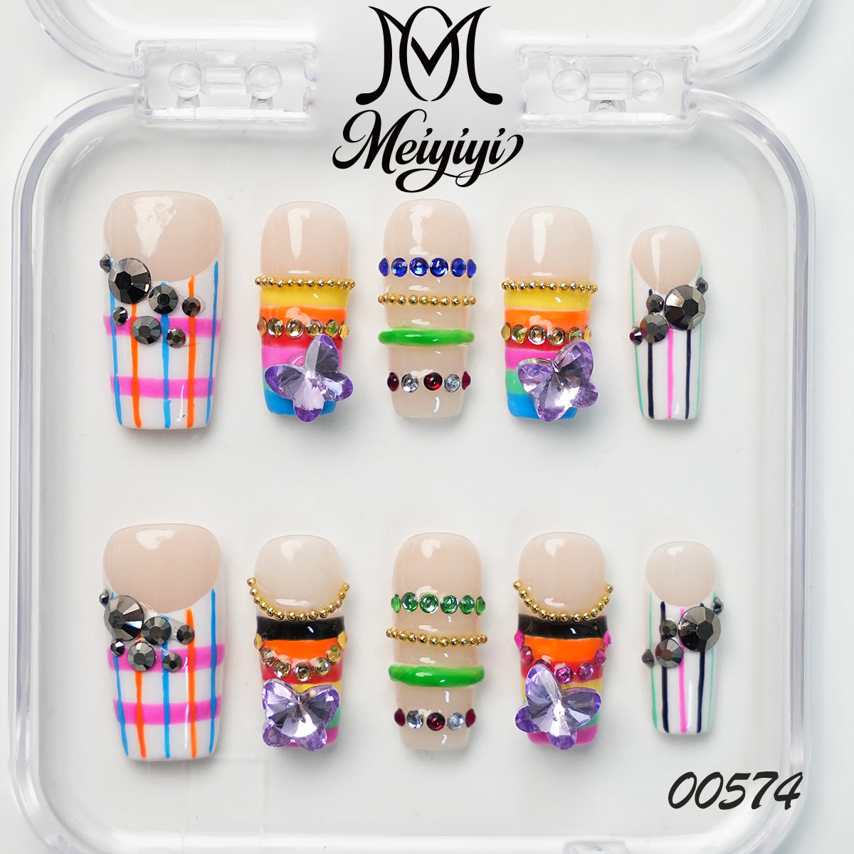 00574-MYY's designer original high-end design customized luxury hand-painted wearable nail art