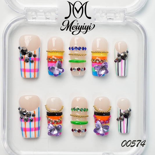 00574-MYY's designer original high-end design customized luxury hand-painted wearable nail art