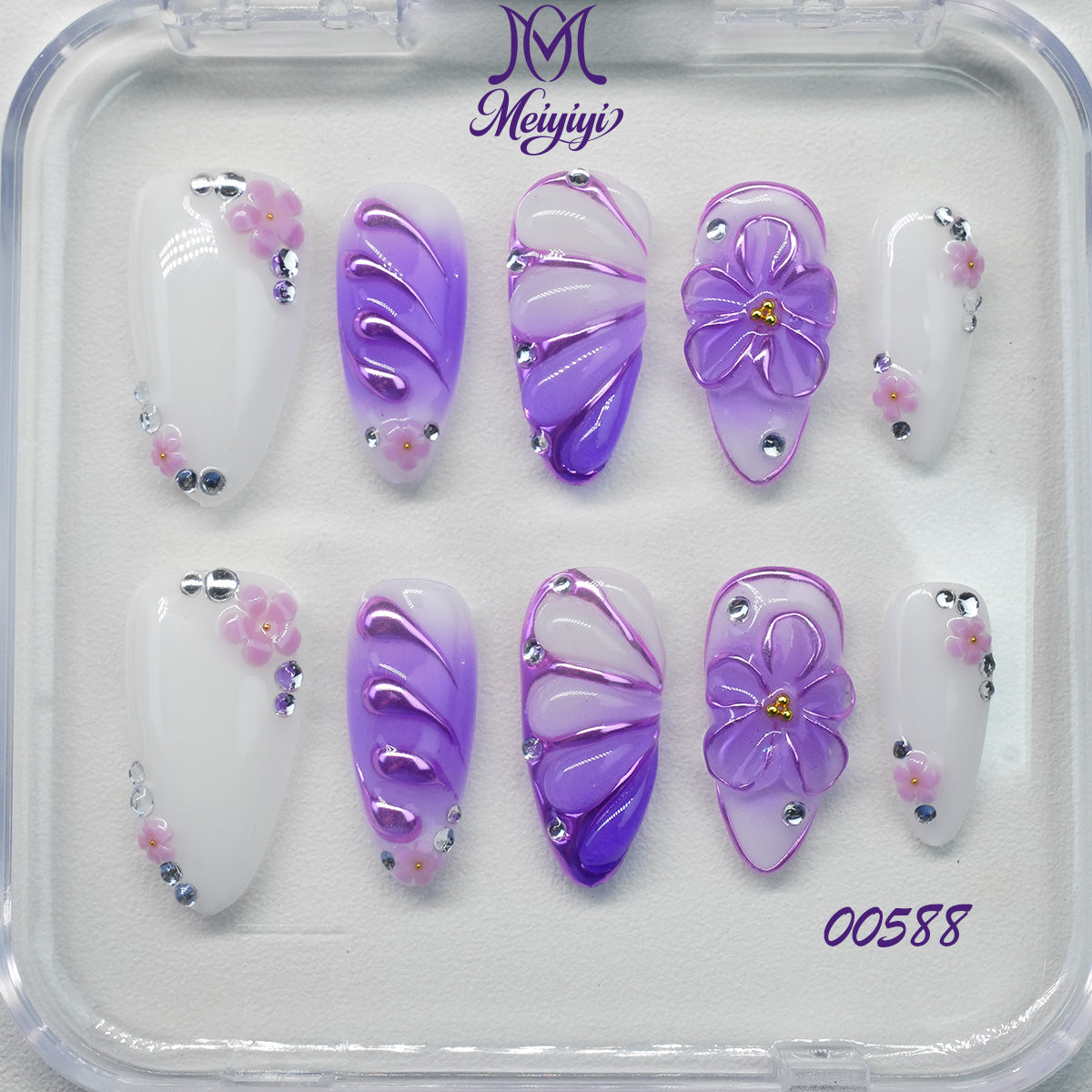 00588-MYY's designer original high-end design customized luxury hand-painted wearable nail art