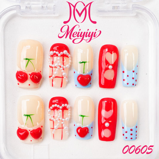 00605-MYY's designer original high-end design customized luxury hand-painted wearable nail art