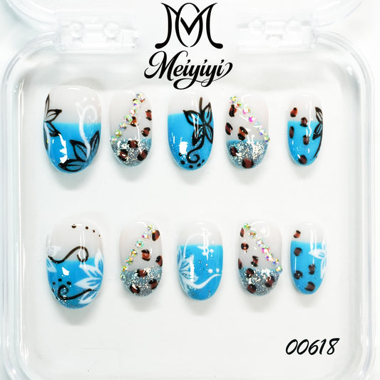 00618-MYY's designer original high-end design customized luxury hand-painted wearable nail art